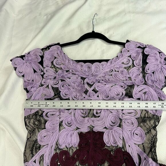 JS Collections Orchid Chianti Soutache Two Tone Embroidered Lace Dress 10 Women - Picture 5 of 11